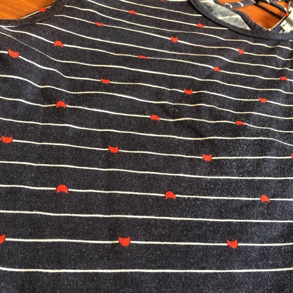 Sweet Rain Cat Face Tank Top. 3X. Dark blue, red and white. - Picture 8 of 9